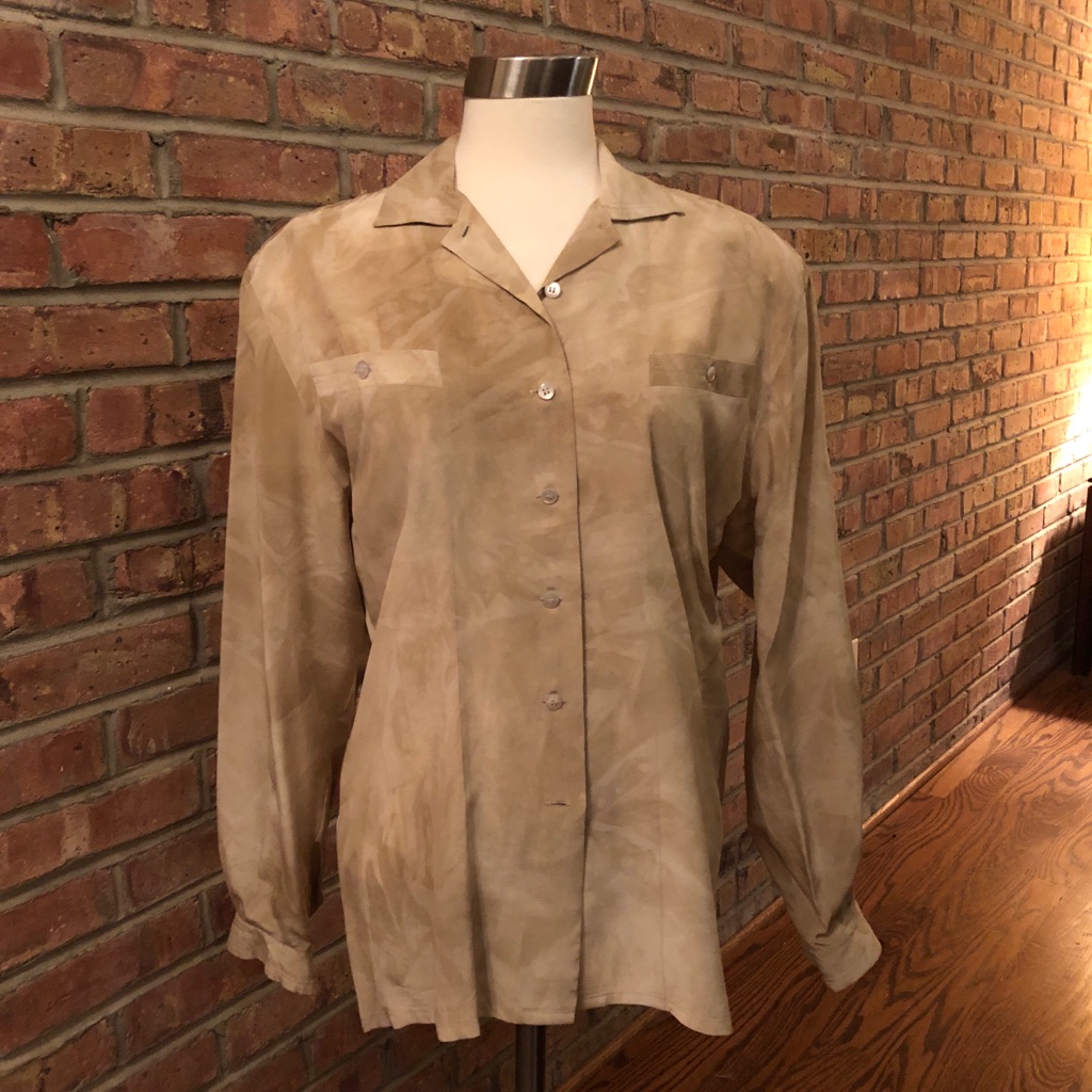 Escada Early 90’s Suede-Print Silk Blouse.
